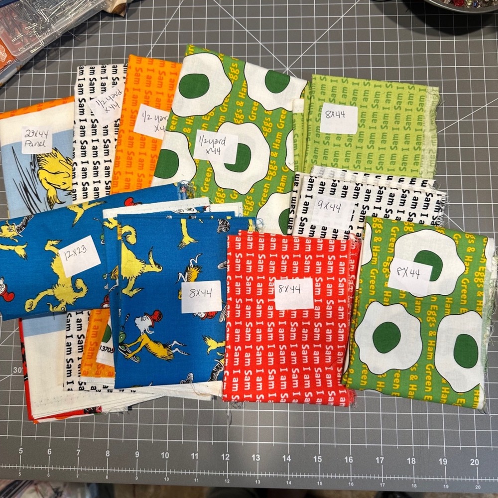 Dr. Seuss Green Eggs and Ham Fabric Bundle Story Panel & Coordinating Prints